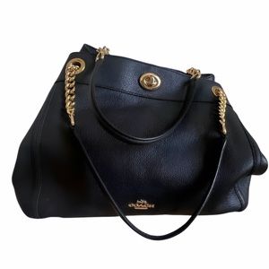COACH Pebble Turnlock Edie Bag , Black\Gold – Worn 2x! Priced to Sell!